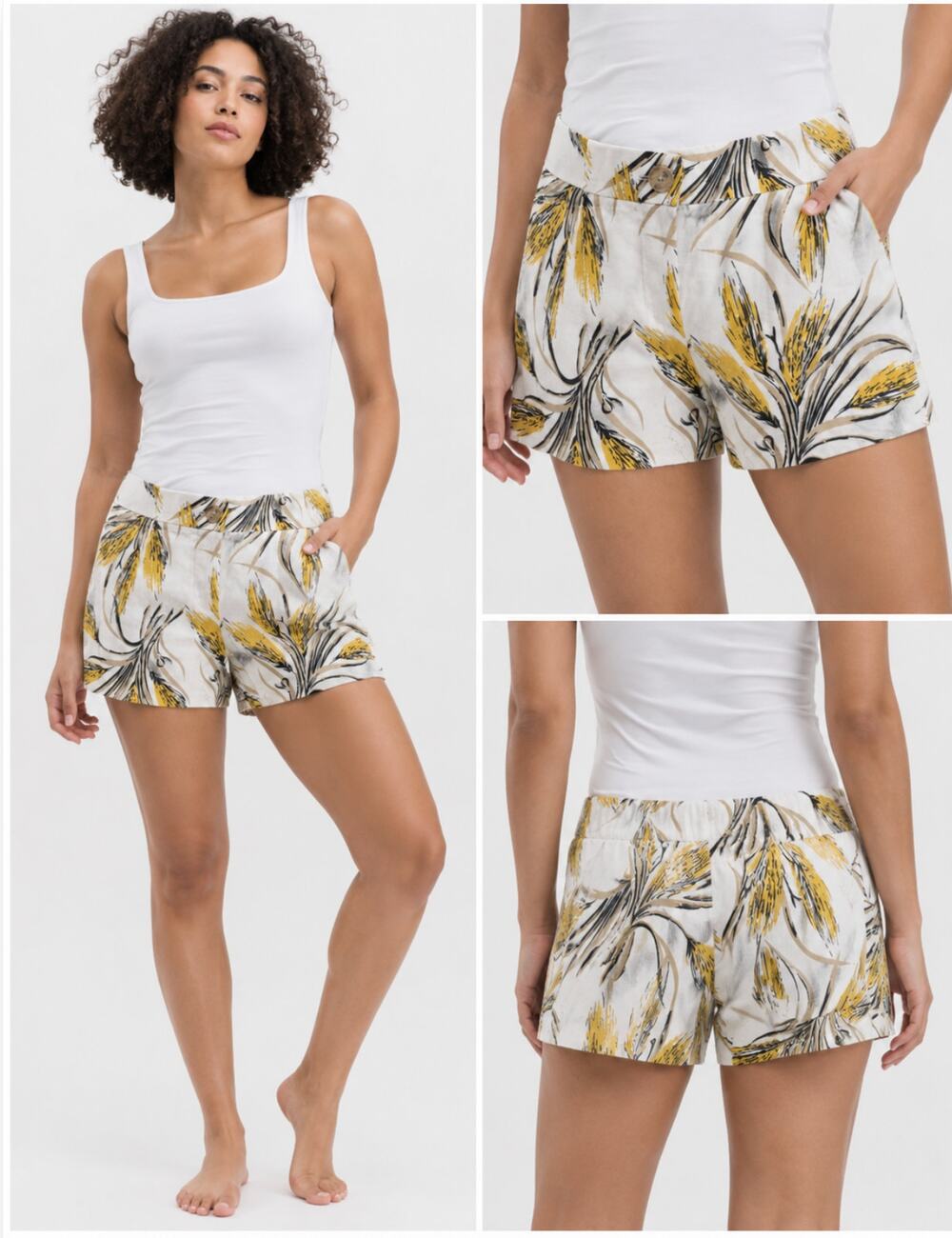 Tory Burch Runway Wheat Print Silk Blend Shorts Size M